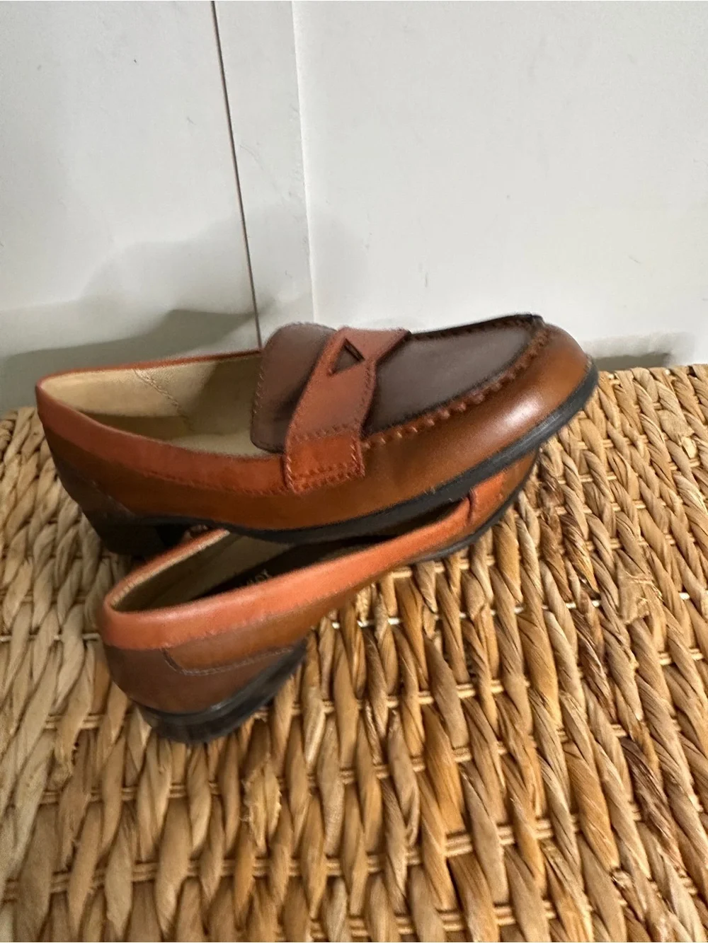 Naturalizer Two-Tone Brown & Cognac Leather Penny Loafers - Picture 5 of 11